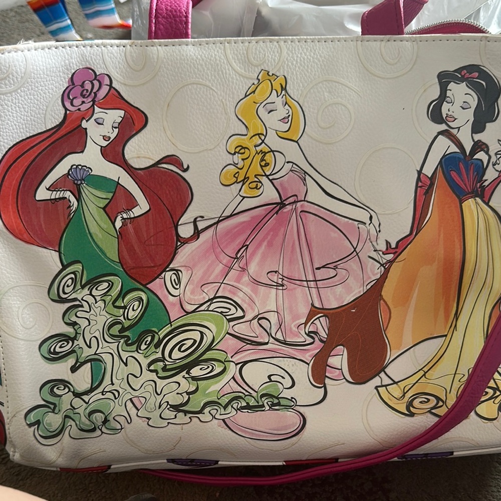 Disney Red and Green Tote Bag with Whimsical Designs